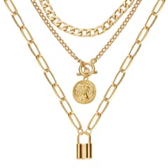 VATYERTY - Elegante Collar de Cadena Cubana Multicapa - Dorado