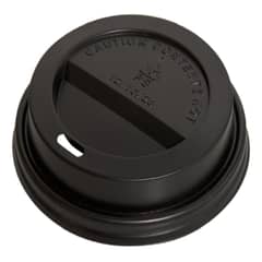 OMNIPACK - Tapa Plana Negra c/ Boquilla para Vaso 8 oz (50 Unidades)