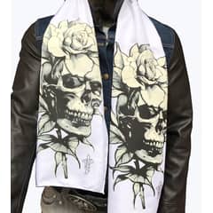 LIVE LOVE ROCK ON - Pañuelo Blanco Estampado Calavera Torn