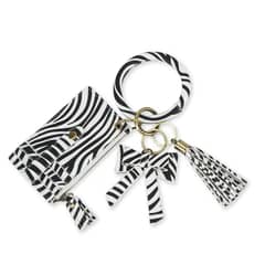 ECOSUSI - Llavero De Pulsera Para Mujer Con Borla Y Lazo - Zebra