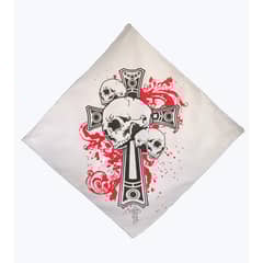 LIVE LOVE ROCK ON - Bandana Blanca Estampada Calavera Roj