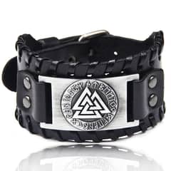 SONEC - Pulsera cuero ajustable hombre valknut black