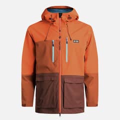 HAKA HONU - Chaqueta Hombre Viento Blanco Naranjo Oscuro