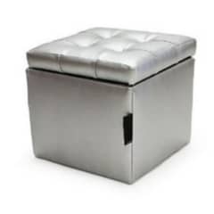 MUEBLES HVM - Puff baúl  Gris 40 x 40