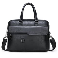 DANWEILE - Maletín Portafolio Bolso Cuero Ecológico Notebook para Hombre - Negro