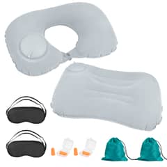 AIZO - Pack 2 Almohada Cojin Inflable Viajes Playa Portatil Camping gris