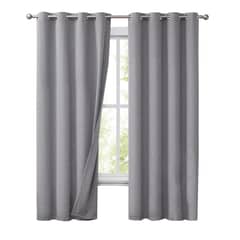 CASATUA - Cortinas Blackout 100% 2 Paños 140x220 Text Lino - Gris