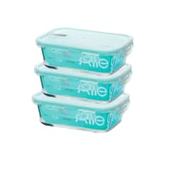 ALLEGRA - Set 3 Hermeticos Taper Contenedor De Vidrio 1 Litro