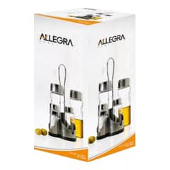 ALLEGRA - Set de Alcuza 5 Piezas Diseño Clásico Aceite Sal