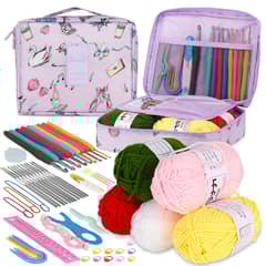 AIZO - Set Con Estuche Crochet Silicona Accesorios Para Tejer 59pcs