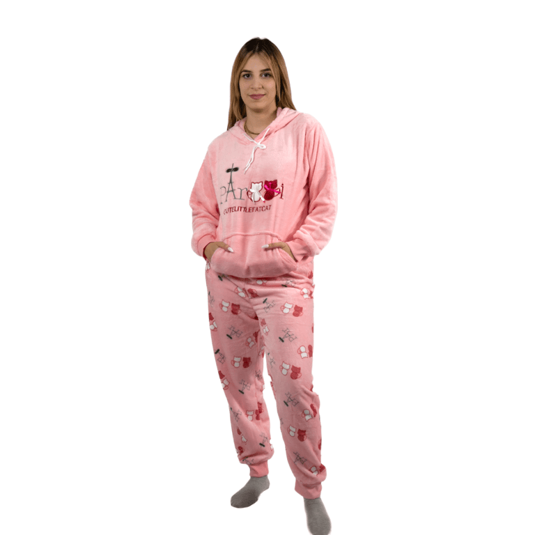 Pijama Mujer Polar De Invierno Diseno Paris Rosa L