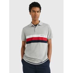TOMMY HILFIGER - Polo Chest Colourblock Slim Fit Gris