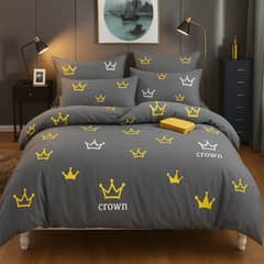 ANNGEBUT - Juego de Sábana 1.5 Plazas Estampado Crown
