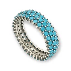 ELBAULDEJUMA - Anillo plata fina 925 turquesa vintage sortija 9US /18,5 CL