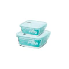 ALLEGRA - Set De 2 Tapers Hermeticos Cuadrados De Vidrio