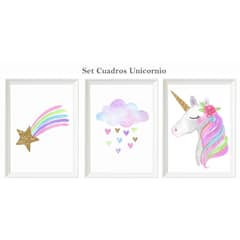 DECORACION CREATIVA - Set Cuadro Infantile Niña Unicornio