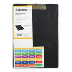 ADETEC - Tabla Apretapapel De Apoyo Oficio Plástico PVC Color Negro