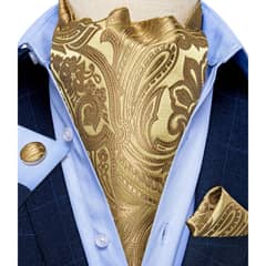 SONEC - Corbata Gruesa Ascot Paño y Colleras Formal Hombre Interior Cravat