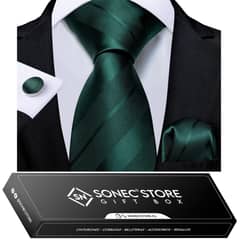 SONEC - Corbata Seda Hombre en caja regalo con paño y colleras a elección
