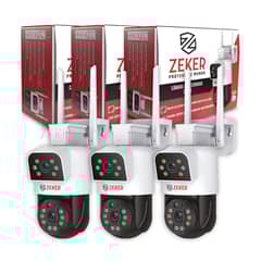 ZEKER - Pack x3 Cámara De Seguridad 5G Doble 4MP Impermeable