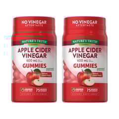 NATURE'S TRUTH - Pack 2 x Gomitas de Vinagre de Manzana 600 Mg - 75 Gomitas Veganas