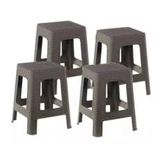 GENERICO - Pack De 4 Unidades De Piso Banquito Rattan Simil