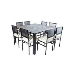 MUEBLES Y TERRAZAS - Comedor de terraza metálico de 9 piedras