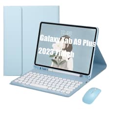 SHARGE - Teclado y Ratón Bluetooth para Galaxy Tab A9 Plus 2023 11in Azul ñ