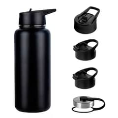 OFERTABKN - Termo Botella Agua Termica Acero Inoxidable + 4 Tapas 1000ml