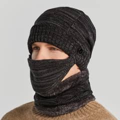 GENERAC - Gorro de Lana Invierno Hombre Mujer Mascarilla Negro