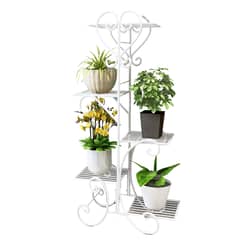 CRUSEC - Soporte De 5 Niveles Para Macetas Plantas Decorativo Blanco