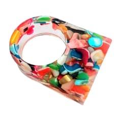 CATHALIFAUDJOYAS - Anillo resina piedras colores