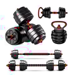 YEP S - Set Mancuernas 20 Kg Convertible A Barra Kettlebell 3 En 1 - Rojo