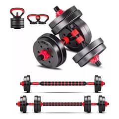 YEP S - Set Mancuernas 15 Kg Convertible A Barra Kettlebell 3 En 1