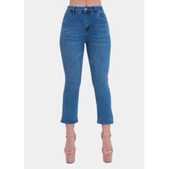 CLUB SALVAJE - Jeans Cropped Flare Azul Elasticado Push Up