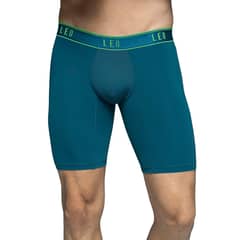 LEO - Bóxer deportivo largo con bolsillo lateral en microfibra 033309 Azul Petroleo