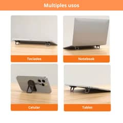 GENERICO - Par Alzador Aluminio Notebook Plegable Soporte Patita