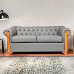 DISEÑOS VALESTRINI - SOFA CHESTERFIELD EN ECOCUERO GRIS