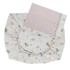 GENERICO - Sábana Bajera para Colecho y Funda de Almohada Nubes y Lunas Rosada