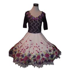 BAUL MAGICO - HERMOSO VESTIDO DE HUASA CON FLORES COLOR MORADO