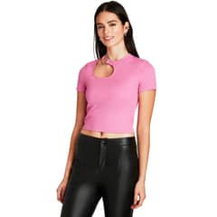 ACUARELA - Polera Rosado Manga Corta Cuello Redondo