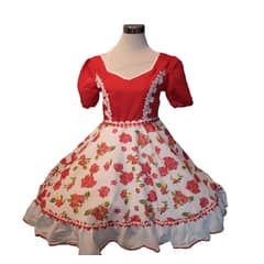 BAUL MAGICO - HERMOSO VESTIDO DE HUASA CON FLORES COLOR ROJO