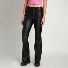 ACUARELA - Pantalón De Eco Cuero Flare Negro
