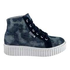 WISDOM - Zapatilla Lona Azul Tipo Conv Plataforma