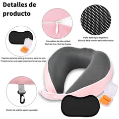 AIZO - Rosa Almohada De Cuello Para Viaje Trabajo Con Bolsa