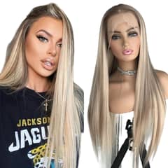 LUXURYJOYAS - Peluca De Encaje Pelo Natural 100% Real Rubio LACE FRONT