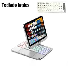 SHARGE - Teclado Inglés Bluetooth iPad mini 6 8.3inch Rotación 360 grados Plata