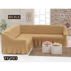 ANGELES DEL HOGAR - Fundas Para Sofa Cubresillones Texturisado Tipo L 5 cuerpos TURCO BEIGE