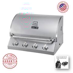 KING GRILL - Parrilla a gas empotrada de 4 quemadores - Acero inoxidable Kinggrill