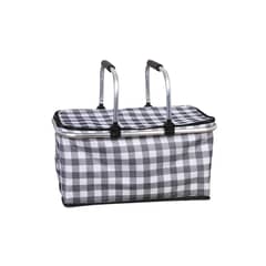 KIVARA - Bolso Termico Plegable Cuadros Negros Cooler Canasta Picnic